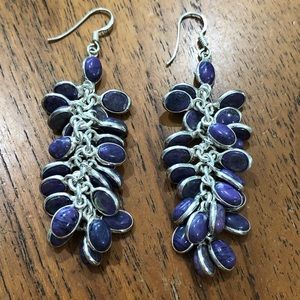 Purple Turquoise Mojave Mohave Silver 925 Earrings